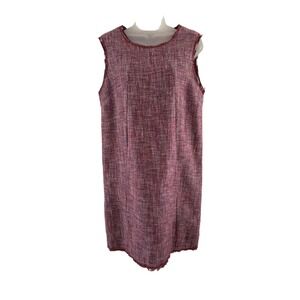 Jucca Dress Womens 42 US 6 Red Tweed Sleeveless Shift Knee Length Workwear Italy